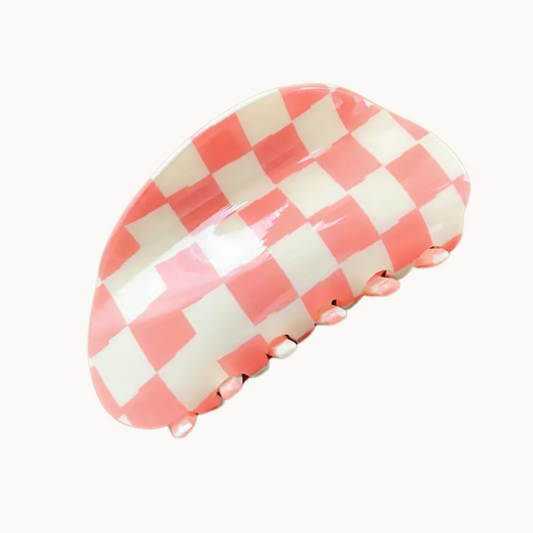 Chequer Claw Clip Pink