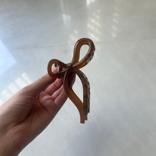 Bow Claw Clip Brown
